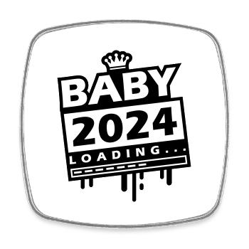 Baby 2024 Loading - Square fridge magnet - white - Front