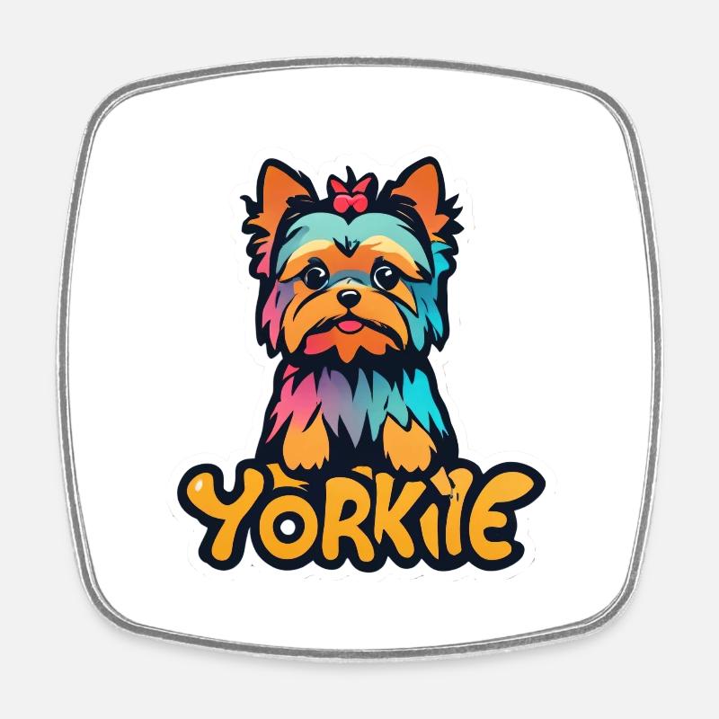 Yorkie - Viereckiger Kühlschrankmagnet - Weiß