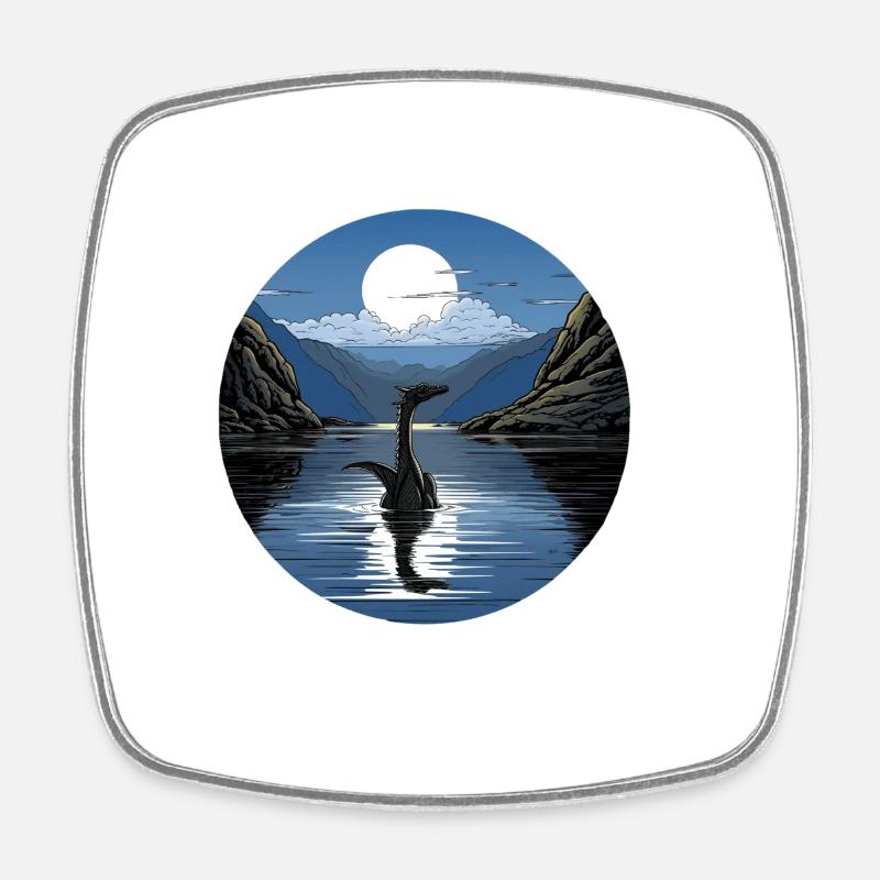 Loch Ness - Square fridge magnet - white