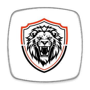 Armoiries du symbole de tête d’animal de lion - Magnet carré - blanc - Devant