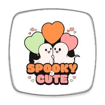 Spooky October Cute Halloween Ghost - Square fridge magnet - white - Front