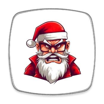 Fun Angry Santa - Square fridge magnet - white - Front