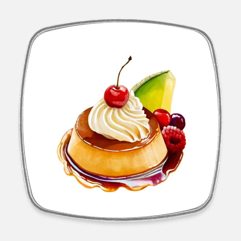 Queso de Leche - Caramel Flan - Square fridge magnet - white
