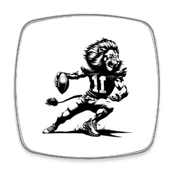 Lion playing American football - Square fridge magnet - white - Front