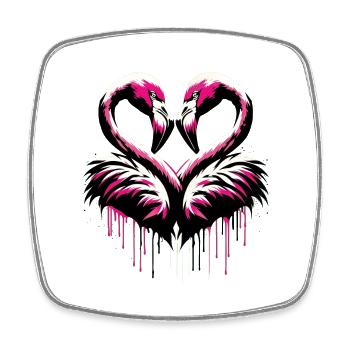 Des flamants roses en cœur dans une frénésie d’amour - Magnet carré - blanc - Devant