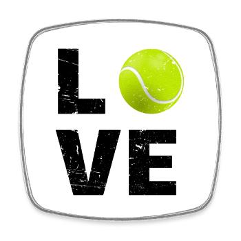 Tennis amour - Magnet carré - blanc - Devant
