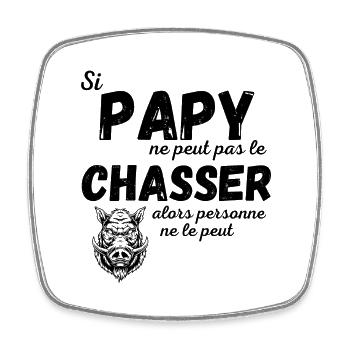 Aller à la chasse avec Papy - Magnet carré - blanc - Devant