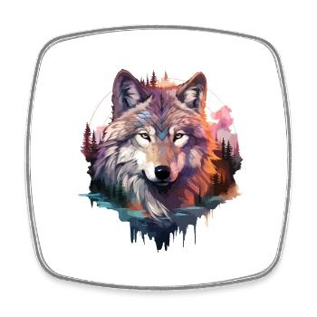Loup tête de loup Nature nature sauvage aventure forêt Art - Magnet carré - blanc - Devant