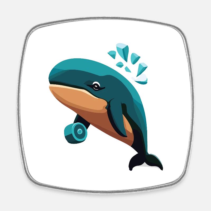whale - Square fridge magnet - white