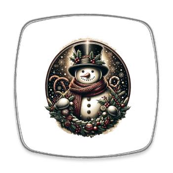 Schneemann Weihnachten - Viereckiger Kühlschrankmagnet - Weiß - Vorne