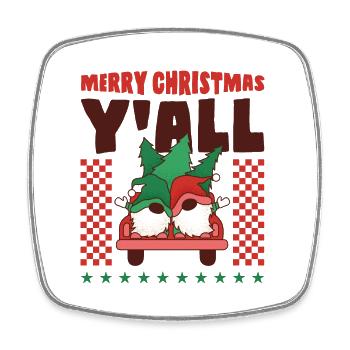 Merry Christmas Y All - Square fridge magnet - white - Front