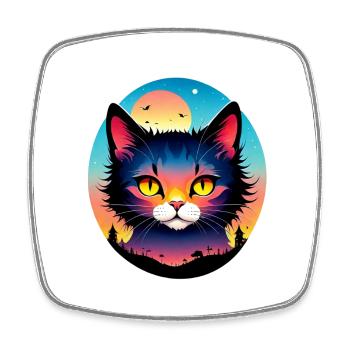 Cat and Landscape - Square fridge magnet - white - Front