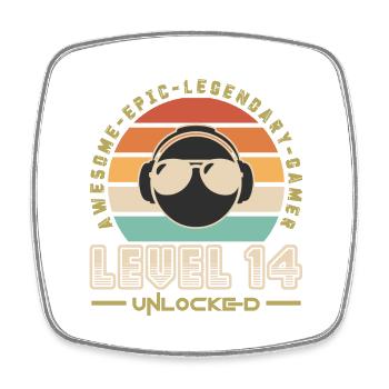 Stufe 14 - Viereckiger Kühlschrankmagnet - Weiß - Vorne