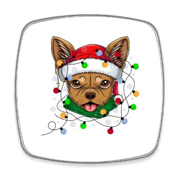 chihuahua christmas - christmas dogs gift - Square fridge magnet - white - Front
