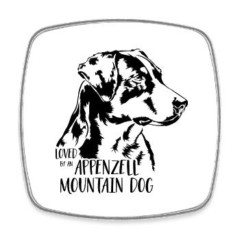 Loved by an Appenzell Mountain Dog Hunde Wilsigns - Viereckiger Kühlschrankmagnet - Weiß - Vorne