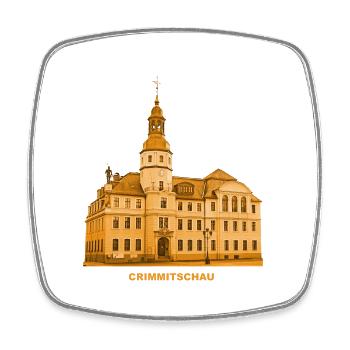 Hôtel de ville de Crimmitschau Pleiße Zwickau, Saxe - Magnet carré - blanc - Devant