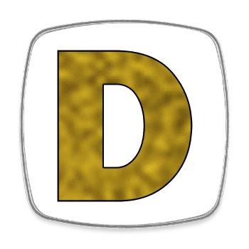 Letter D Gold - Square fridge magnet - white - Front