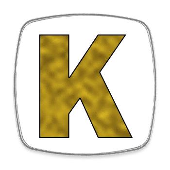 Letter K Gold - Square fridge magnet - white - Front