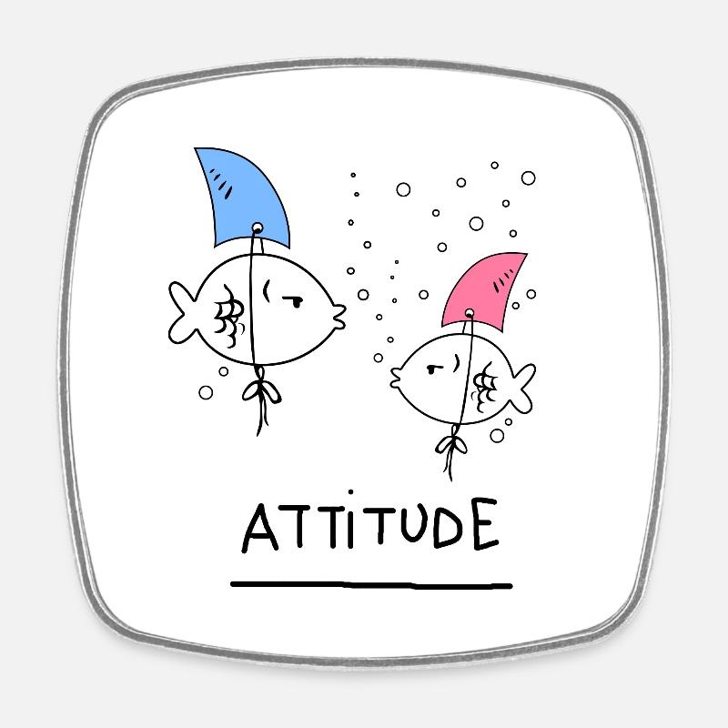 Fish Funny Animals - Square fridge magnet - white
