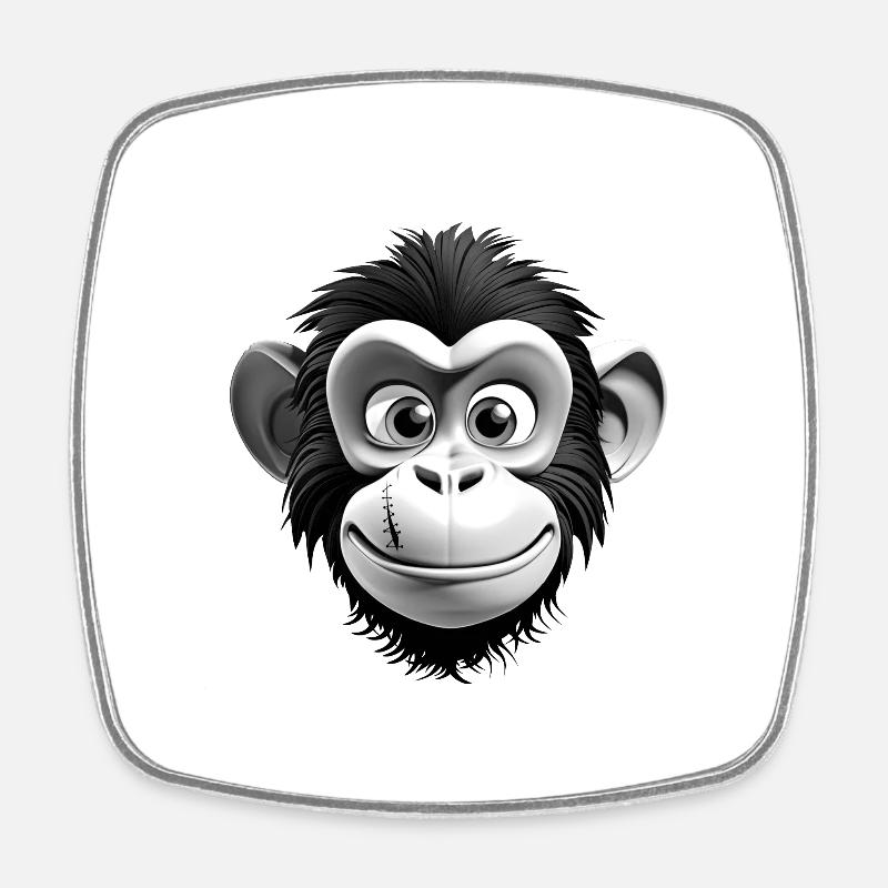 Singe BN - Magnet carré - blanc