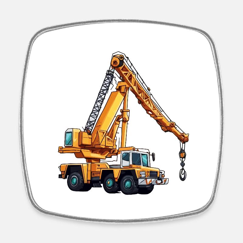 Crane / construction site / winch / crane system - Square fridge magnet - white