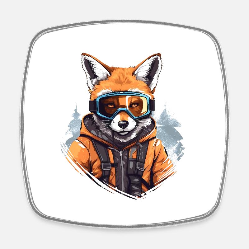 The Skier - Square fridge magnet - white