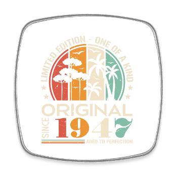 Oldtimer Baujahr 1947 Geboren Jahrgang Geburtstag - Viereckiger Kühlschrankmagnet - Weiß - Vorne