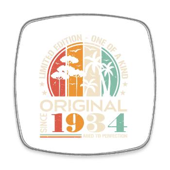 Oldtimer Baujahr 1934 Geboren Jahrgang Geburtstag - Viereckiger Kühlschrankmagnet - Weiß - Vorne