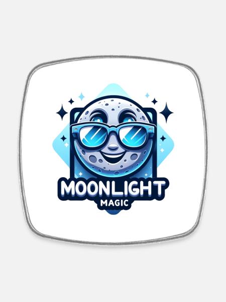Moonlight Magic - Viereckiger Kühlschrankmagnet - Weiß