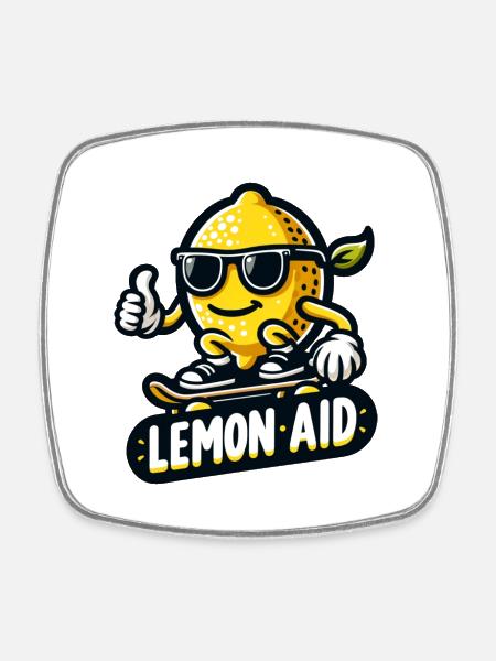 Lemon Aid - Viereckiger Kühlschrankmagnet - Weiß
