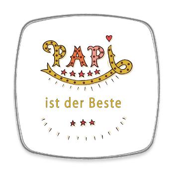 Papi ist der Beste - Viereckiger Kühlschrankmagnet - Weiß - Vorne