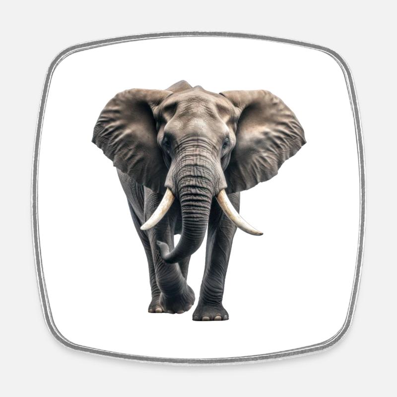 Éléphant d’afrique - Magnet carré - blanc