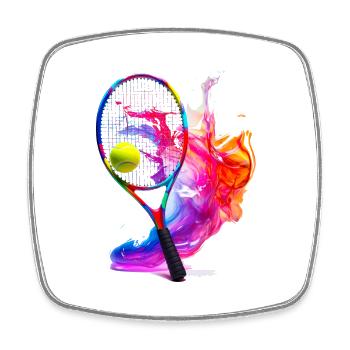 Tennis, a sport that is fun and keeps you fit - Square fridge magnet - white - Front