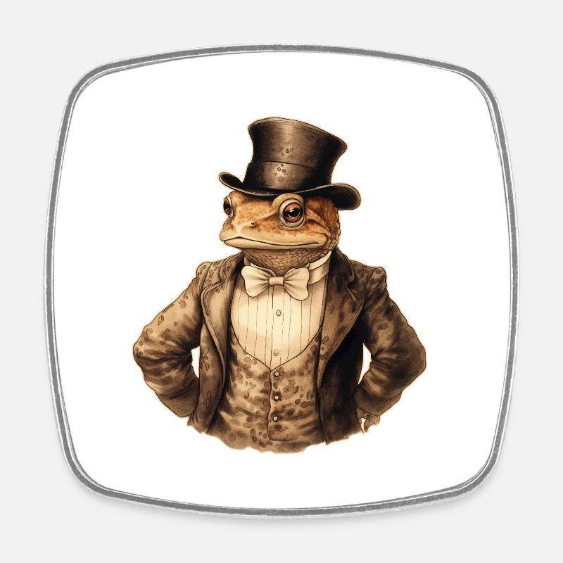 Grenouille Steampunk - Magnet carré - blanc