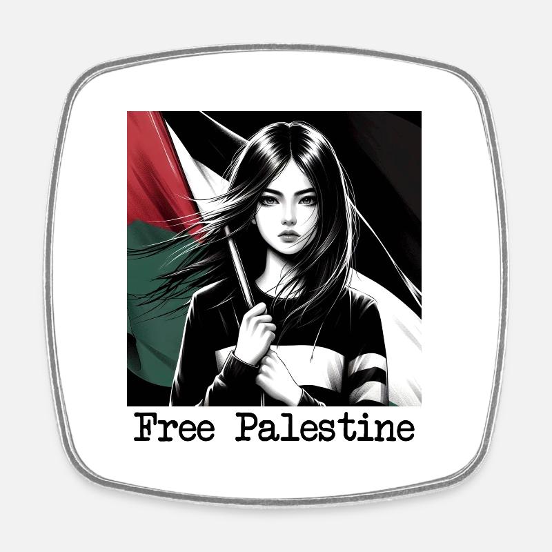 Free Palestine - Square fridge magnet - white