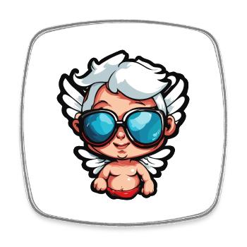 Cupidon / Amour / Flèche / Coeur / Saint Valentin - Magnet carré - blanc - Devant
