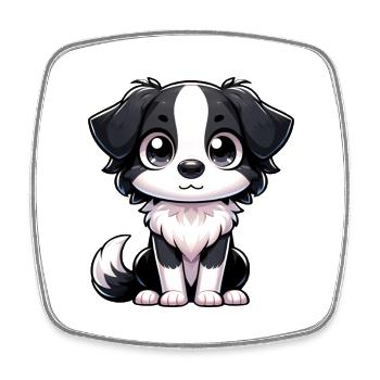 Digitale Illustration des süßen Border Collie Hundes - Viereckiger Kühlschrankmagnet - Weiß - Vorne