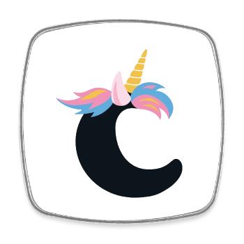 Unicorn Letter Rainbow Style "C" | be unique - Square fridge magnet - white - Front