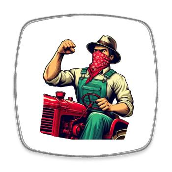 Historischer ländlicher revolutionärer Traktor - Viereckiger Kühlschrankmagnet - Weiß - Vorne