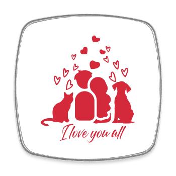 I love you all Tshirt, Kleidung Mode, Valentinstag - Viereckiger Kühlschrankmagnet - Weiß - Vorne
