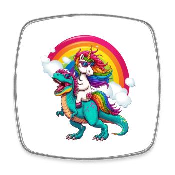 Licorne équitation dinosaure - Magnet carré - blanc - Devant
