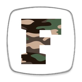 lettre F camouflage militaire-idée cadeau - Magnet carré - blanc - Devant