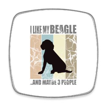 J’AIME MON BEAGLE et peut-être 3 personnes - Magnet carré - blanc - Devant