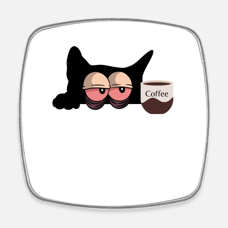 Coffee Cat - Square fridge magnet - white