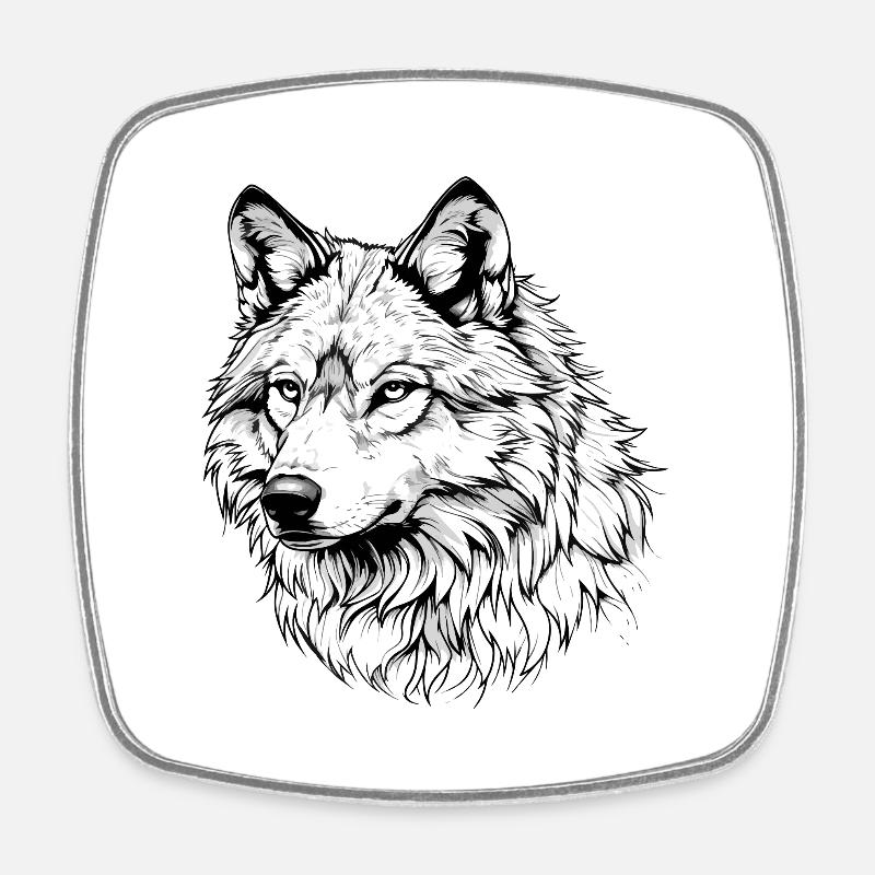 Weißer Wolf - Viereckiger Kühlschrankmagnet - Weiß