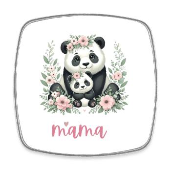 Amoureux des pandas, maman panda et ourson, fête des mères - Magnet carré - blanc - Devant