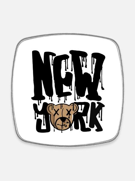 new york, bear,style - Viereckiger Kühlschrankmagnet - Weiß