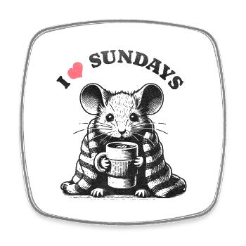 I love Sundays Maus - Viereckiger Kühlschrankmagnet - Weiß - Vorne