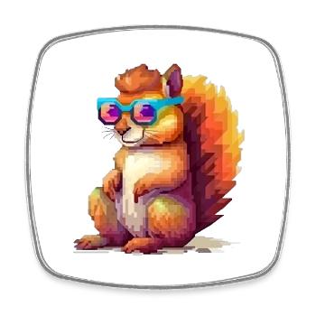 Pixulo the Squirrel - Square fridge magnet - white - Front