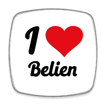 I Love Belgien - Viereckiger Kühlschrankmagnet - Weiß - Vorne